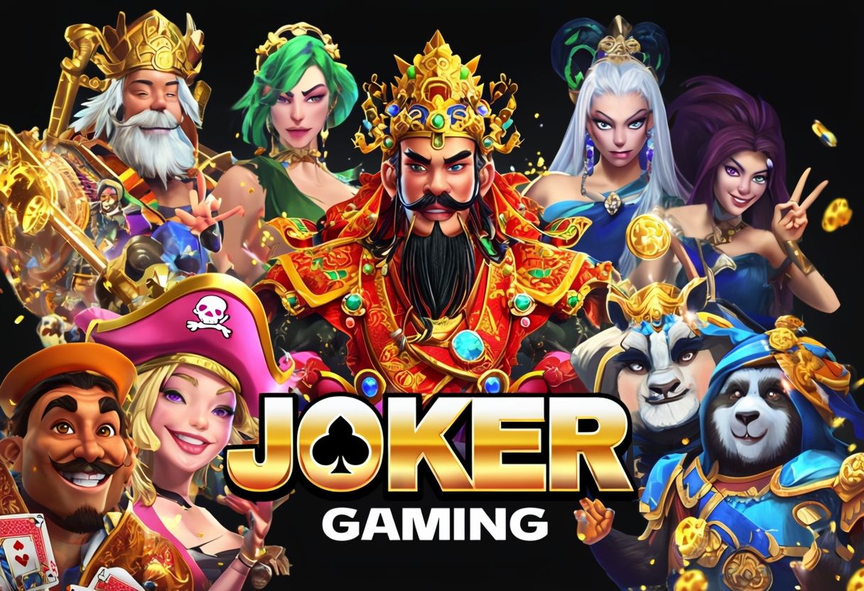 Colorful Slot Game Characters With Bold Text _JOKER_